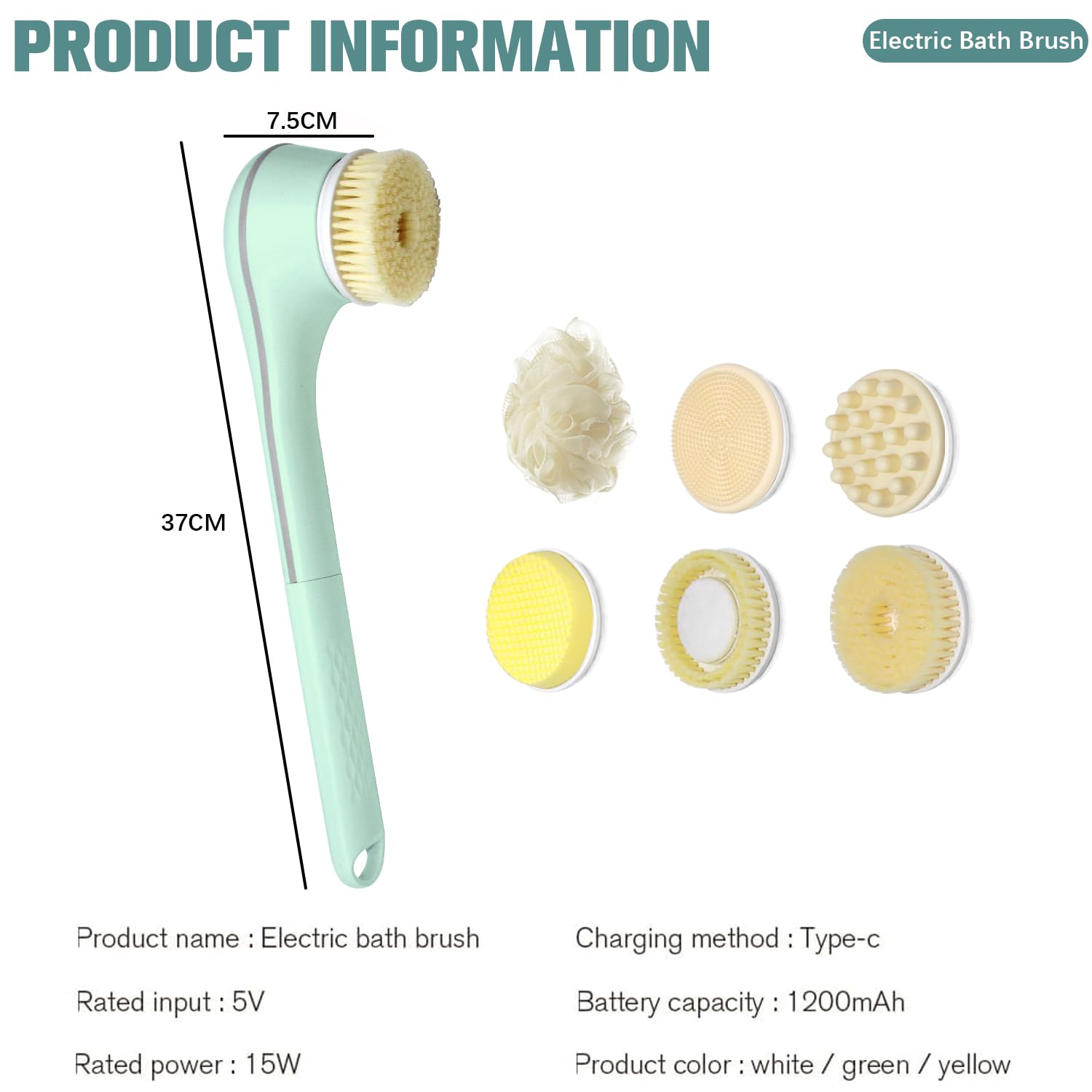 Electric Body Brush rotary massage head for soothing relaxation