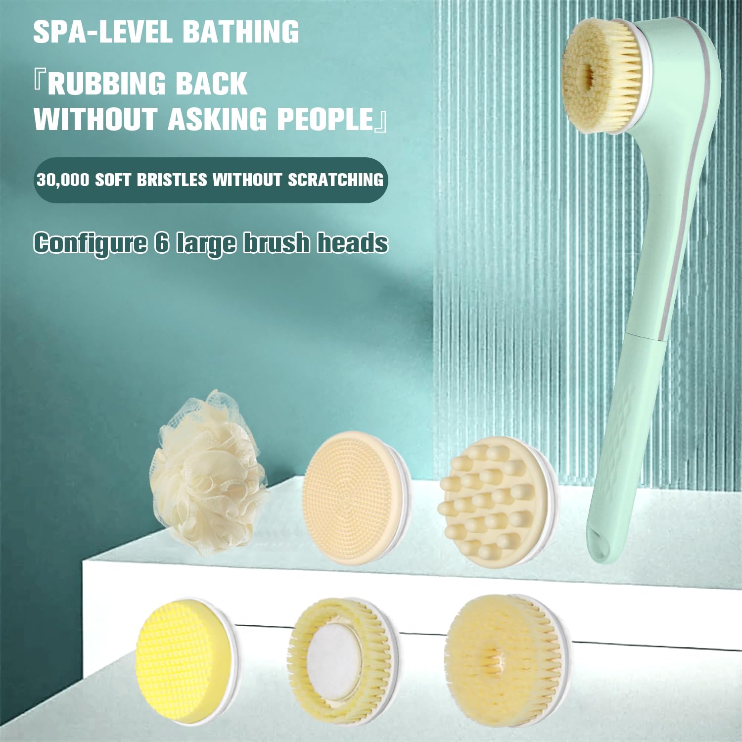 Electric Body Brush six-head system offers versatile cleansing options