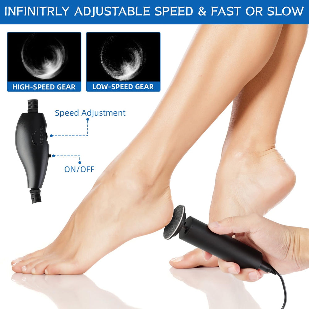 Electric Foot Callus Remover with 60 sandpaper discs for extended smooth foot care.