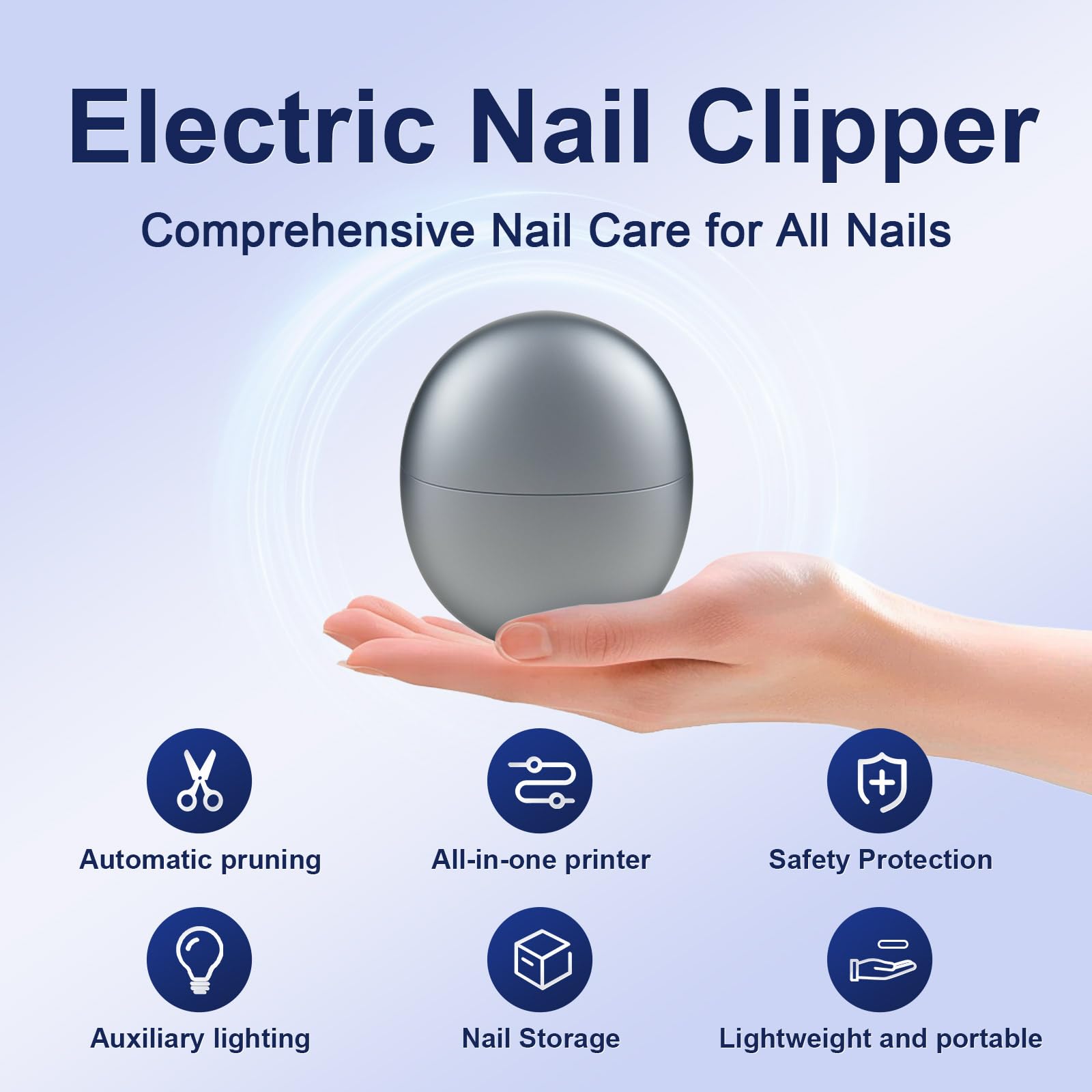 Electric Nail Clipper built-in debris bin keeps nails mess-free.