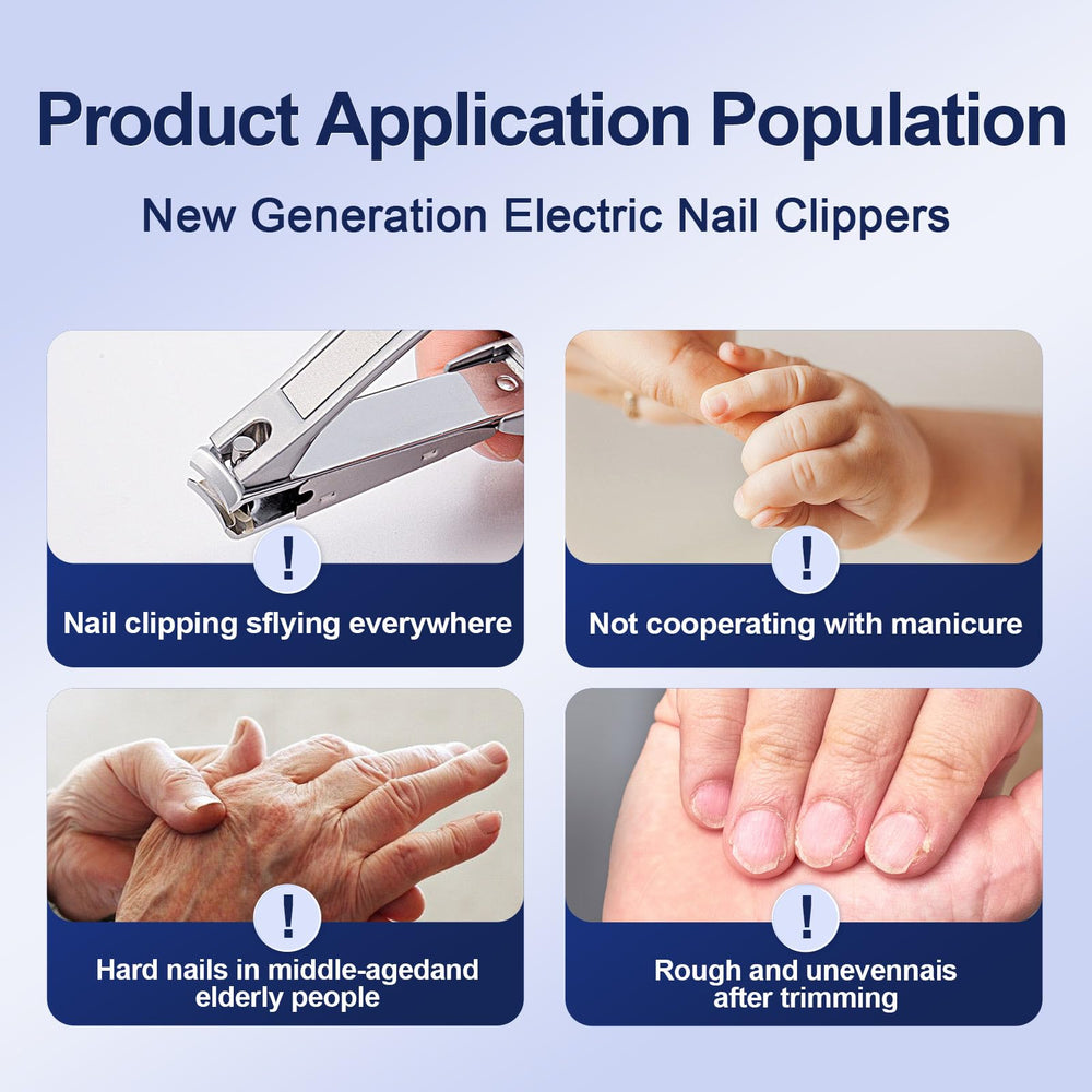 Electric Nail Clipper dust collection feature cleans counters after trimming.