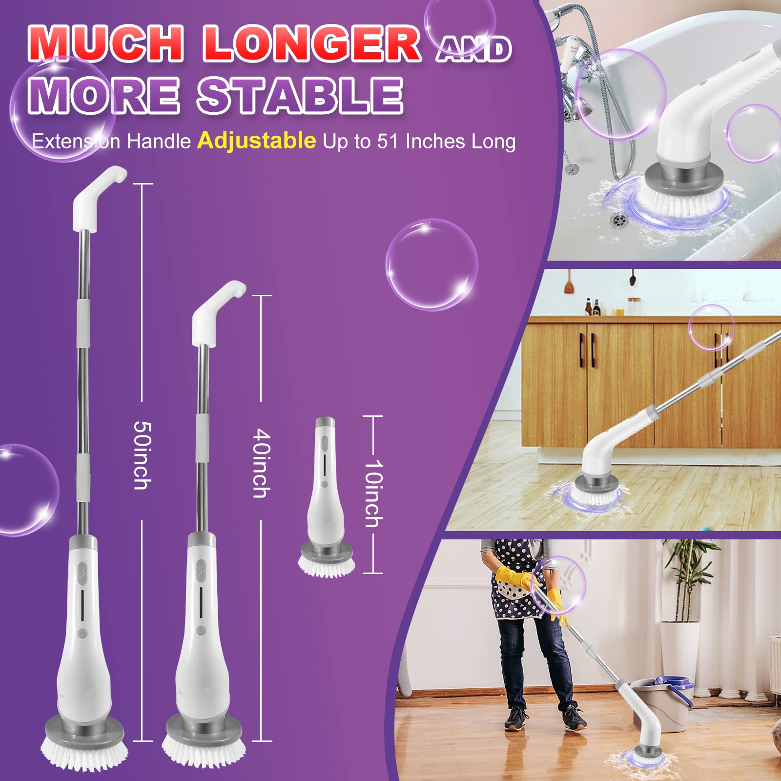 Electric Spin Scrubber IPX7 waterproof design enables safe shower use.