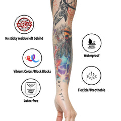 Electrum DERMOR latex-free adhesive film applied to a tattoo for skin-friendly protection.