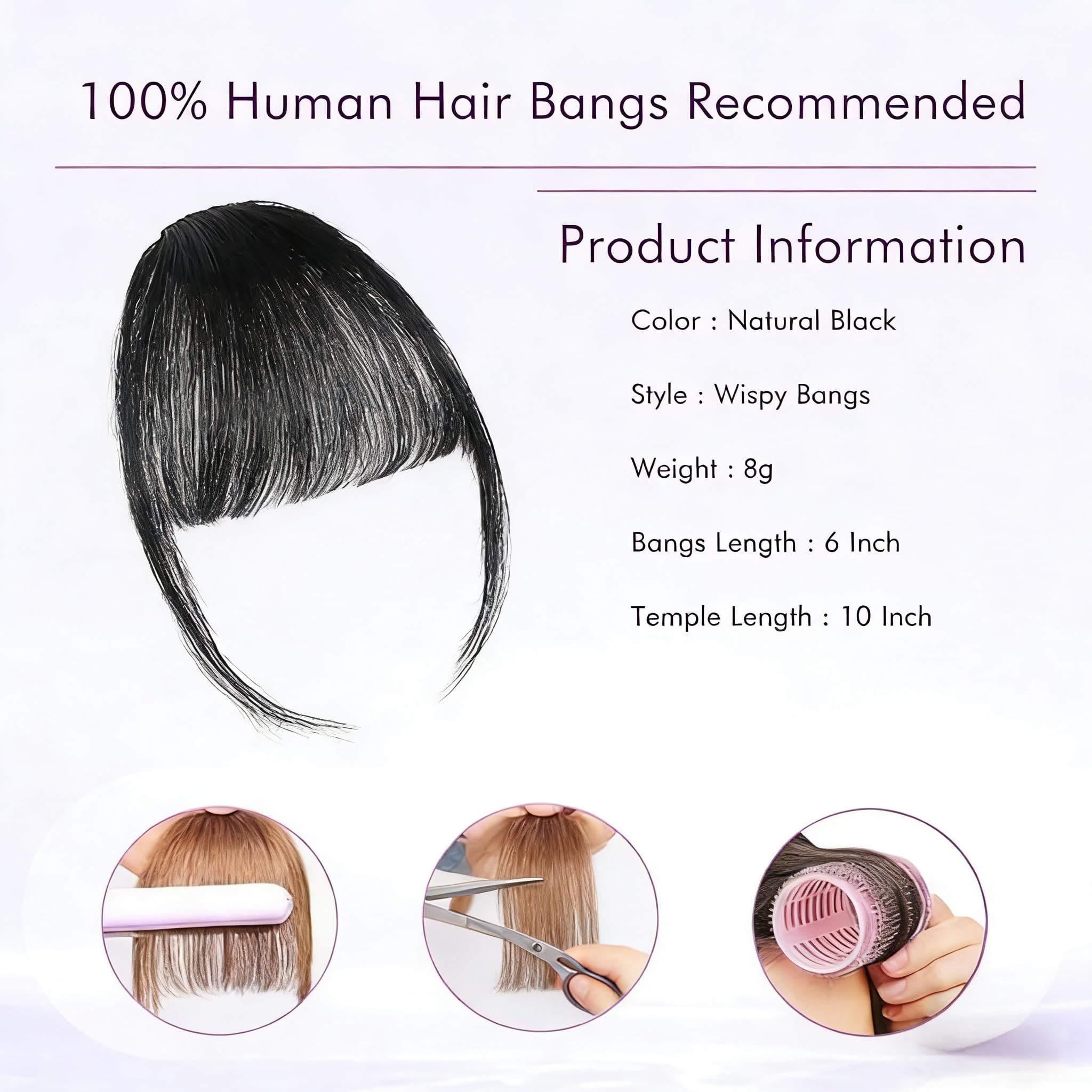 ELEFOCUS clip-in bangs full-face framing to enhance features