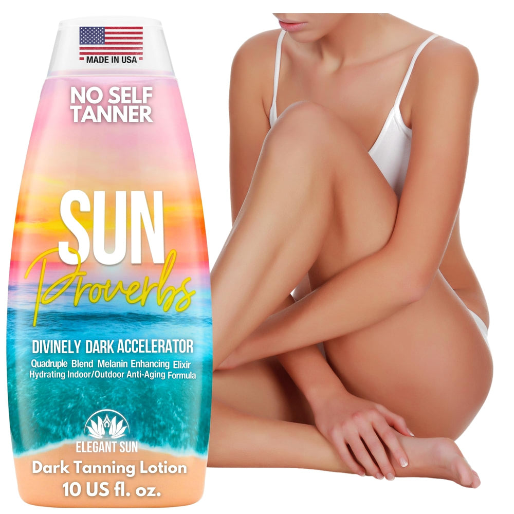 Elegant Sun Sun Proverbs bottle pour for a mess-free tanning session.