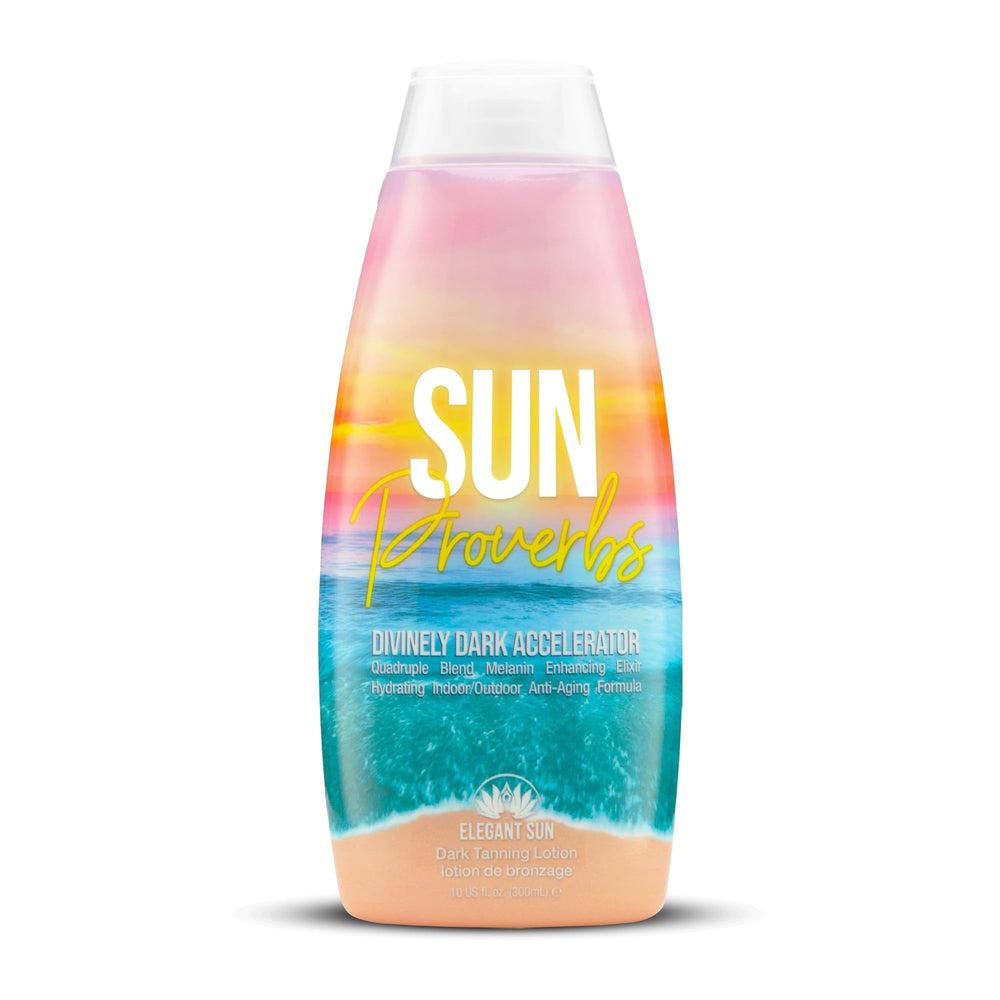 Elegant Sun Sun Proverbs quick-absorption formula for a smooth tan.