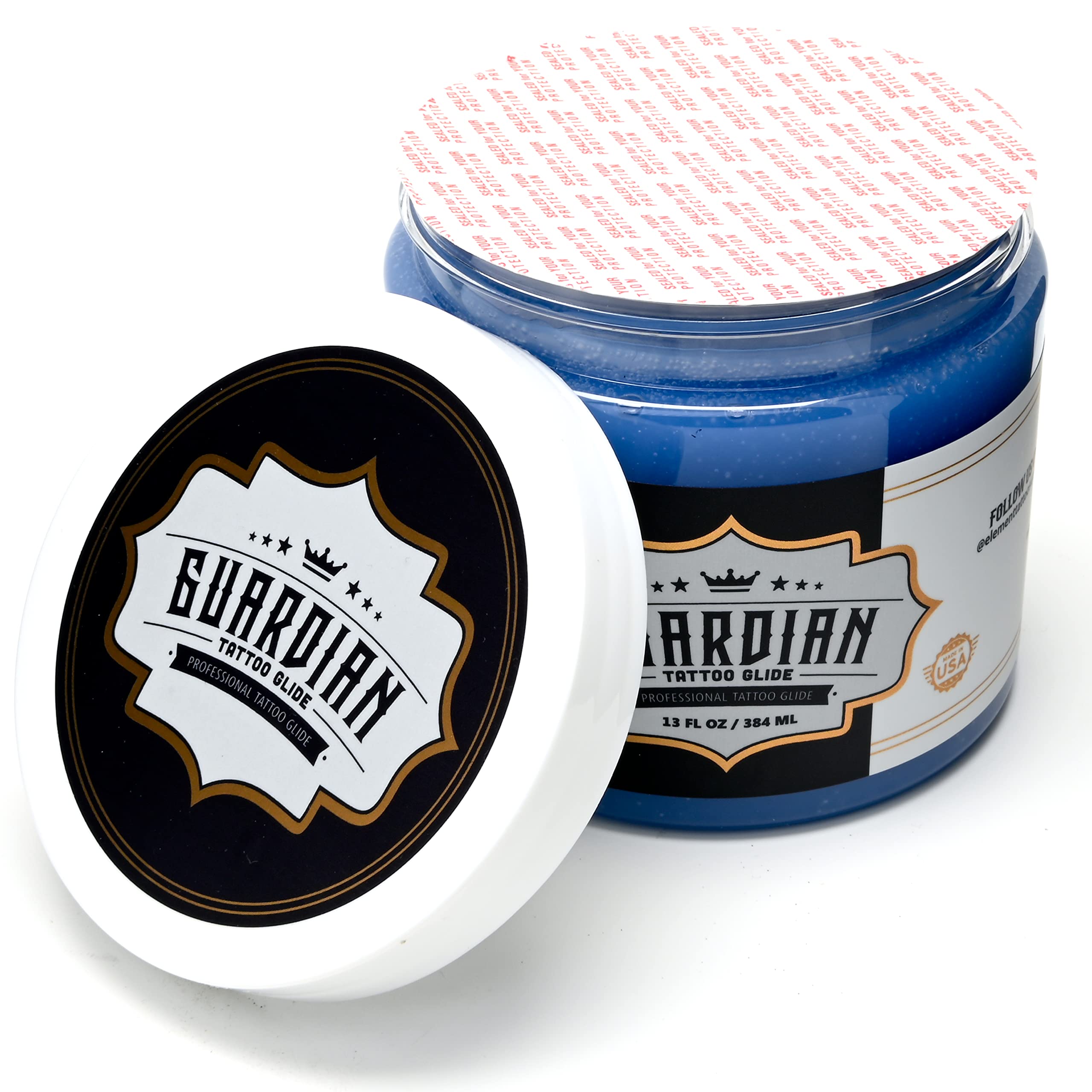 Element Tattoo Supply Guardian Tattoo Glide packaging box emphasizes value of 13 oz jar.