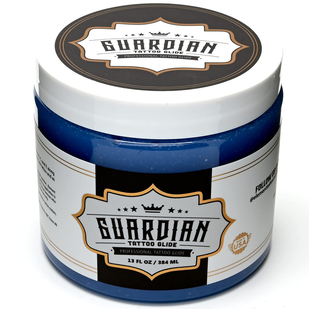 Element Tattoo Supply Guardian Tattoo Glide texture on skin shows thin, non-clogging formula.
