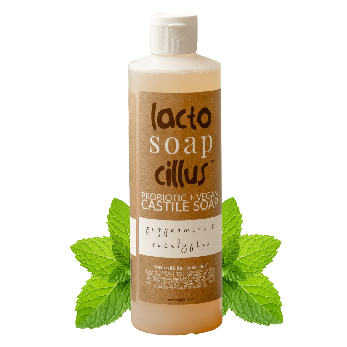 Elemental Wellness Probiotic Castile Soap bottle pour for daily body cleansing