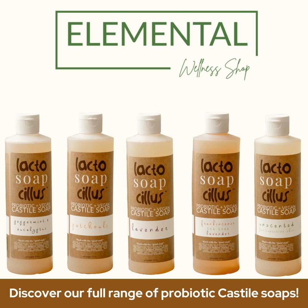Elemental Wellness Probiotic Castile Soap multifunction use for baby, veggies, laundry