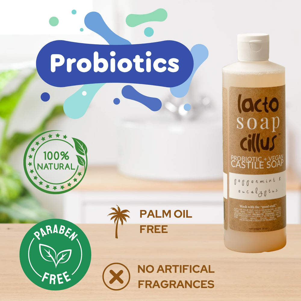 Elemental Wellness Probiotic Castile Soap pump bottle convenient daily use