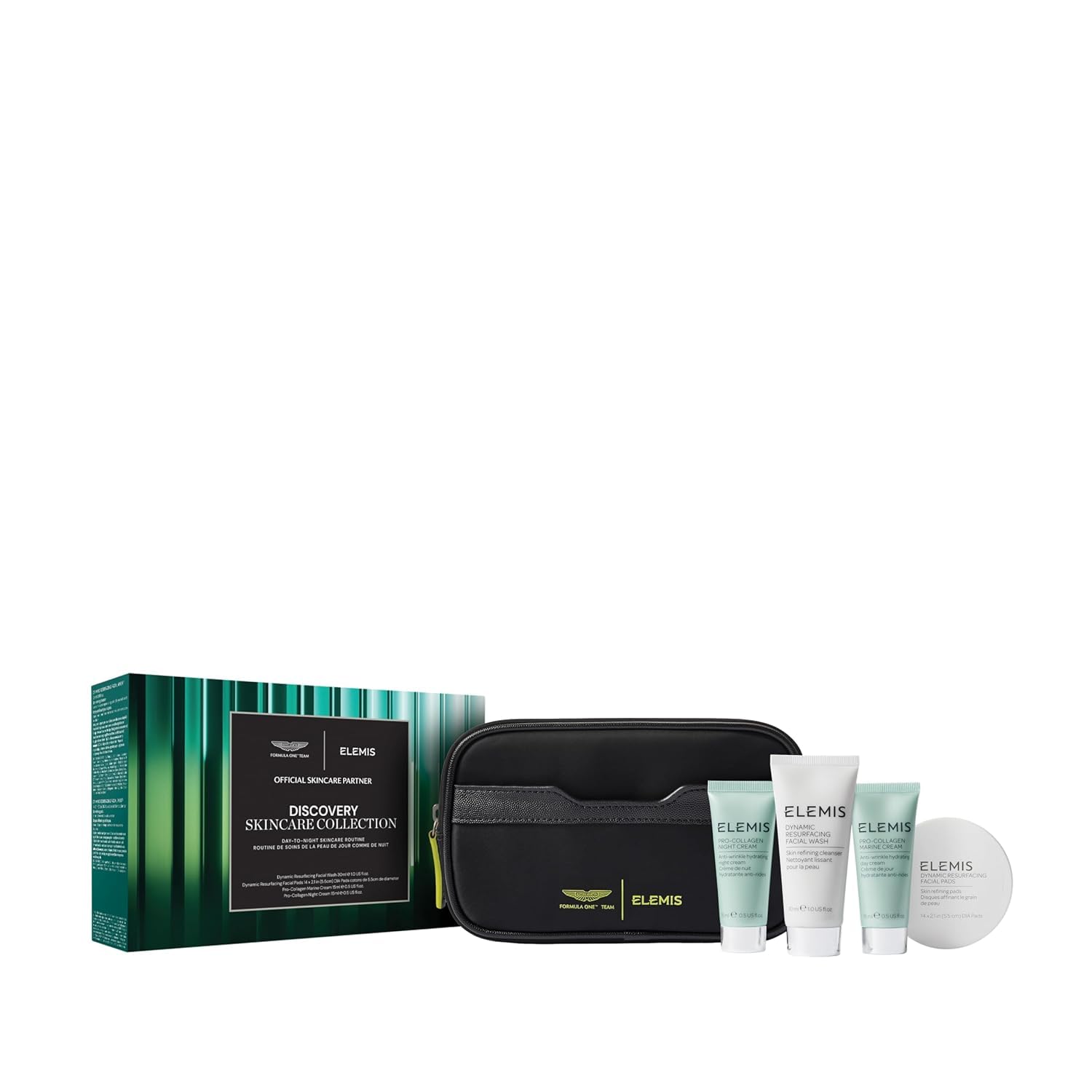 Elemis Aston Martin product lineup featuring four high-performance essentials.