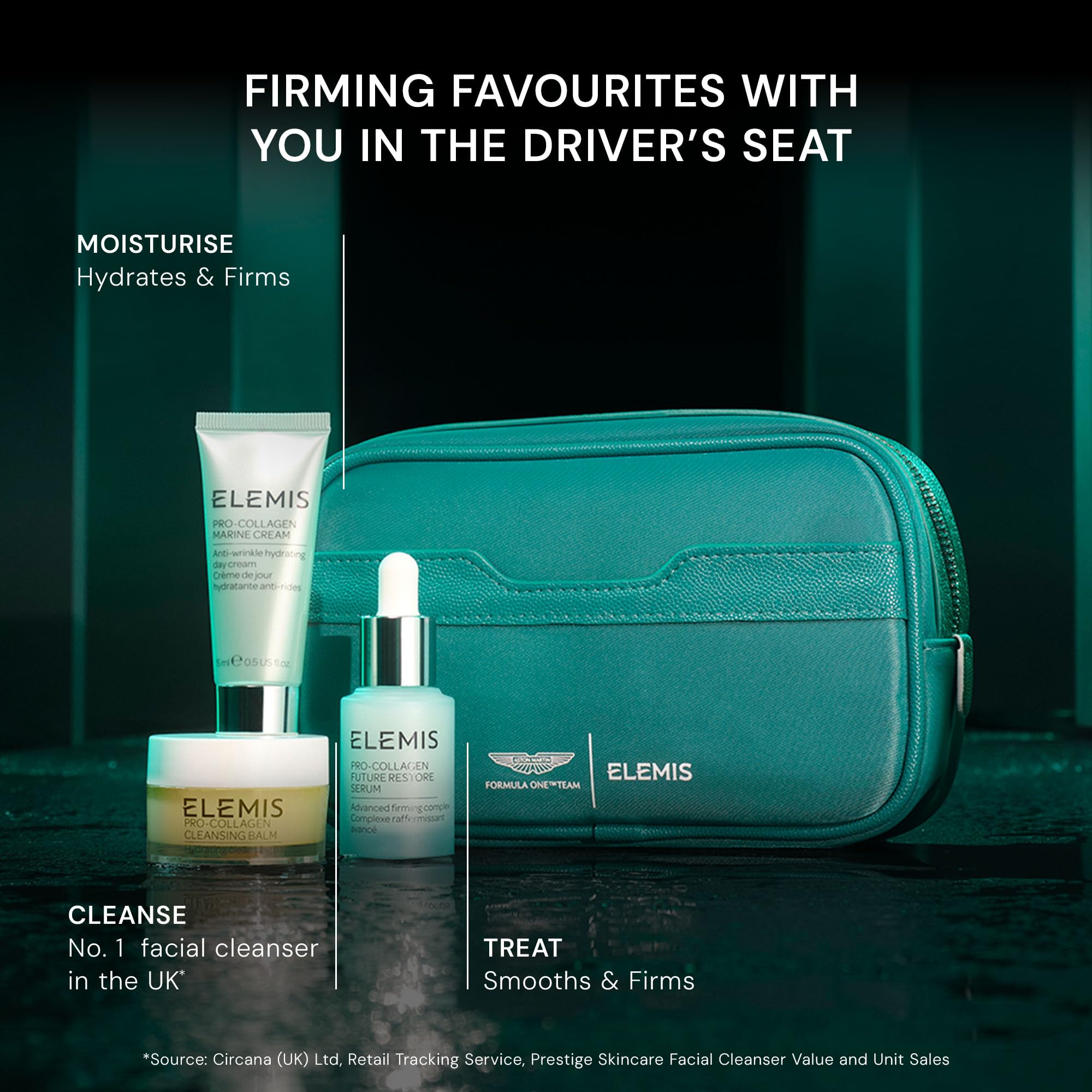 ELEMIS x Aston Martin travel pouch keeps skincare essentials organized.