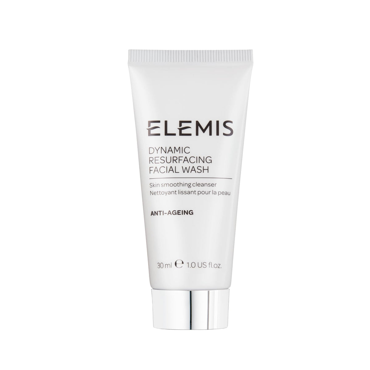 ELEMIS Dynamic Resurfacing Facial Wash travel-size bottle for convenient daily cleansing on the go.