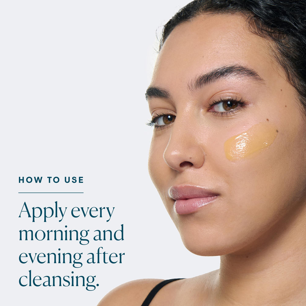 Elemis Dynamic Resurfacing Serum on neck and decollete for subtle refining
