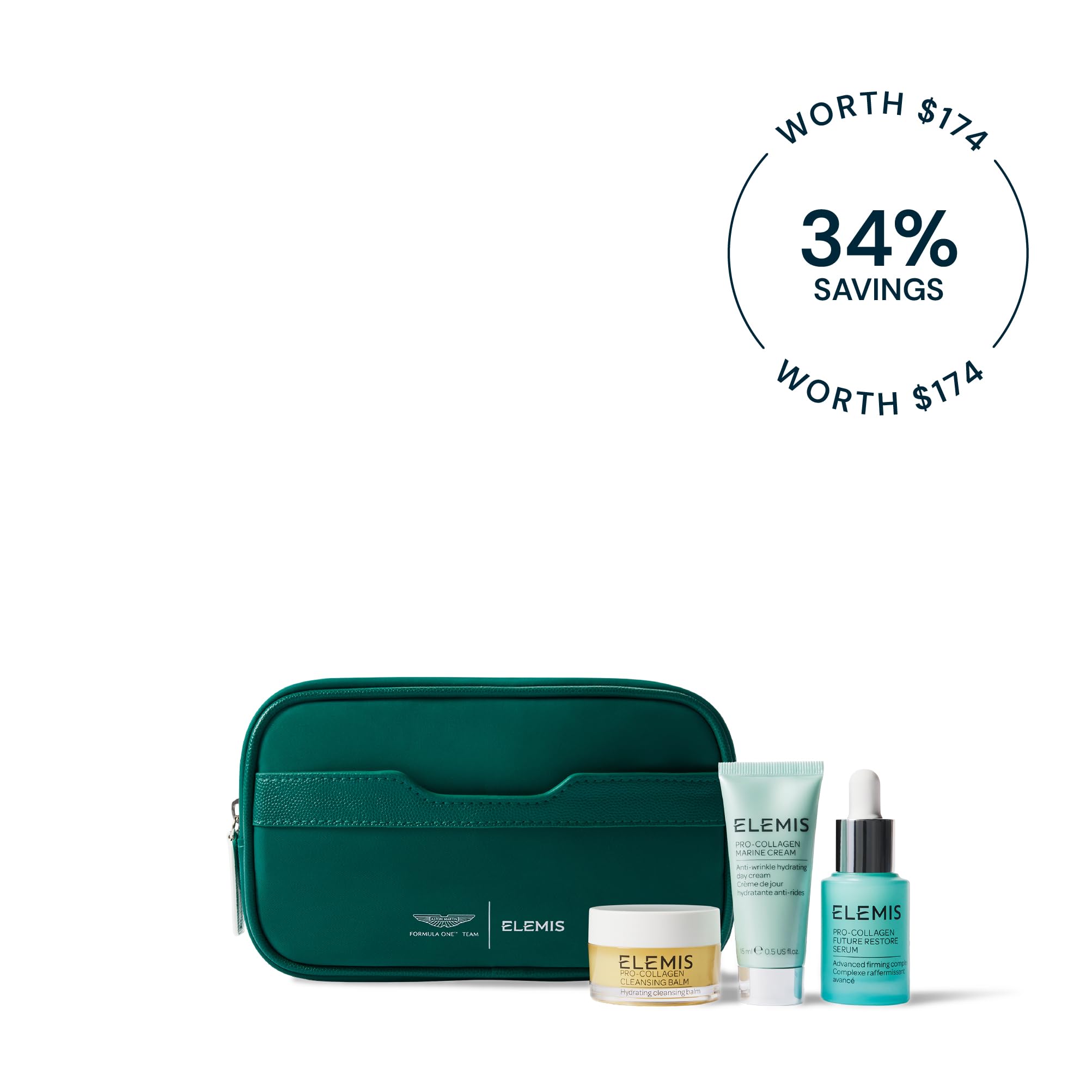 ELEMIS x Aston Martin packaging close-up highlights premium travel skincare.