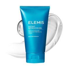 ELEMIS Instant Refreshing Gel bottle close-up for cooling relief after activity.