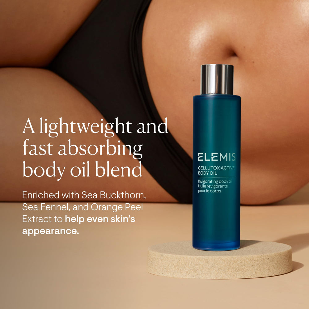 Elemis oil texture close-up suggests lightweight, quick absorption.