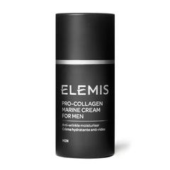 ELEMIS Men Pro-Collagen Marine Cream bottle close-up, hydrating daily care.