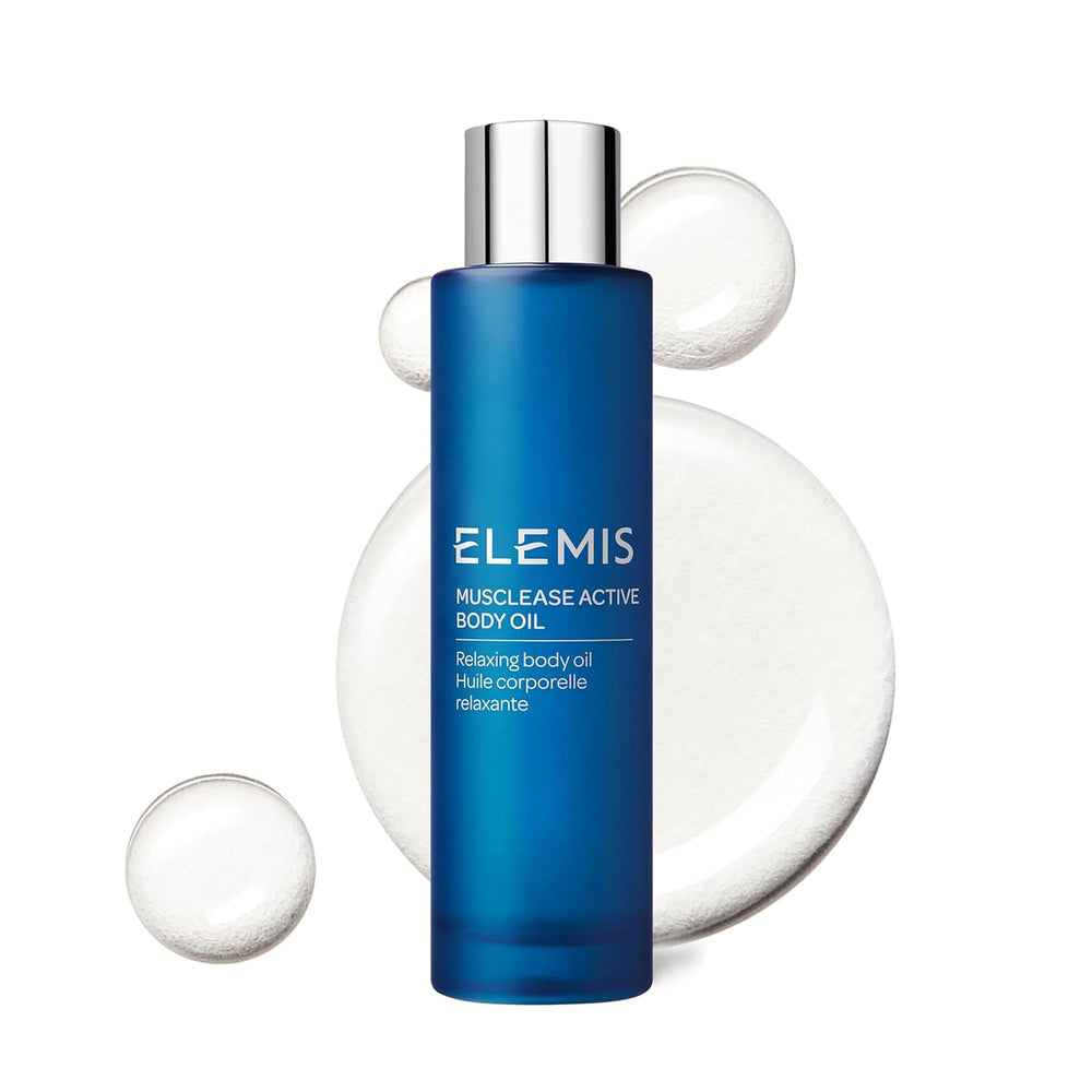 ELEMIS Musclease Active Body Oil bottle ready for post-workout ritual