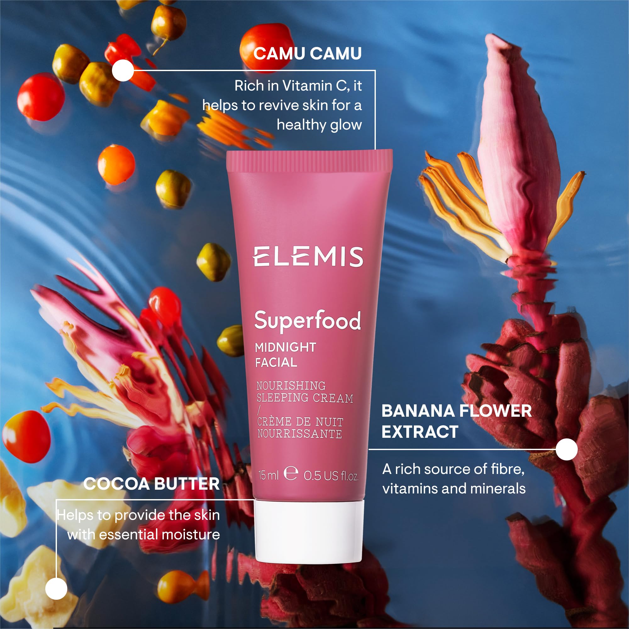 ELEMIS nightly application palm massage demonstrates a gentle circular technique.