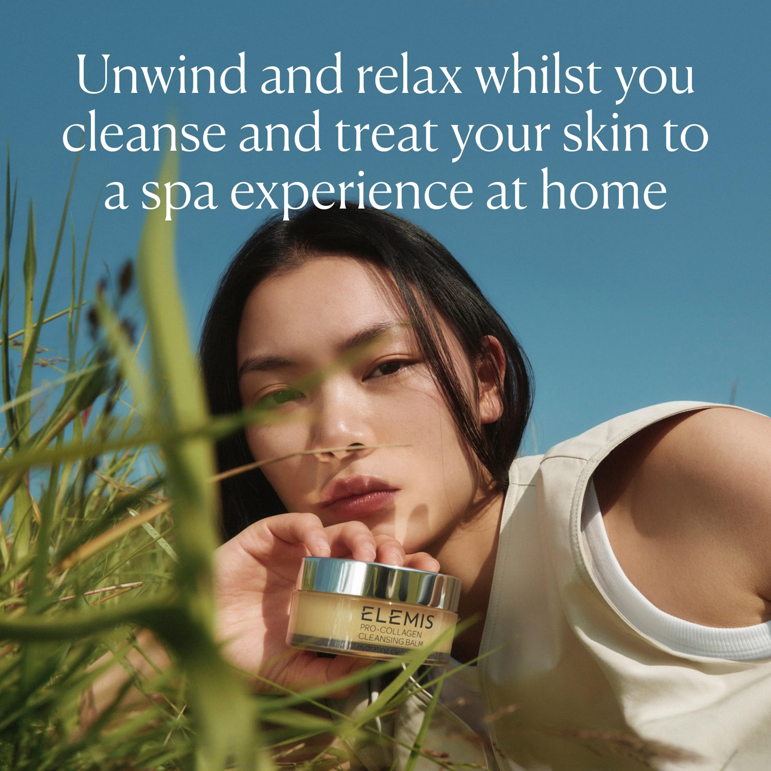 ELEMIS Pro-Collagen Cleansing Balm in hand for makeup melting and removal