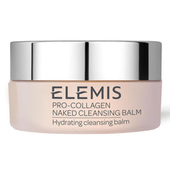 Elemis Pro-Collagen Cleansing Balm jar demonstrates gentle makeup removal and hydration.