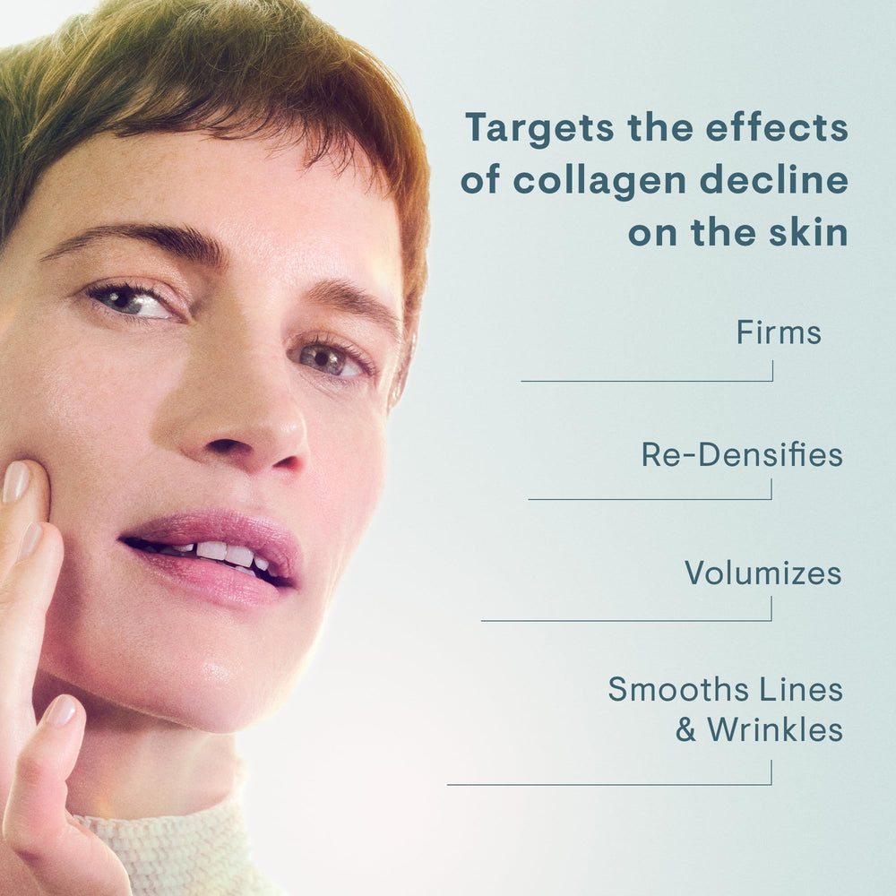 Close-up of Elemis Pro-Collagen Future Restore Serum on skin for a silky finish.