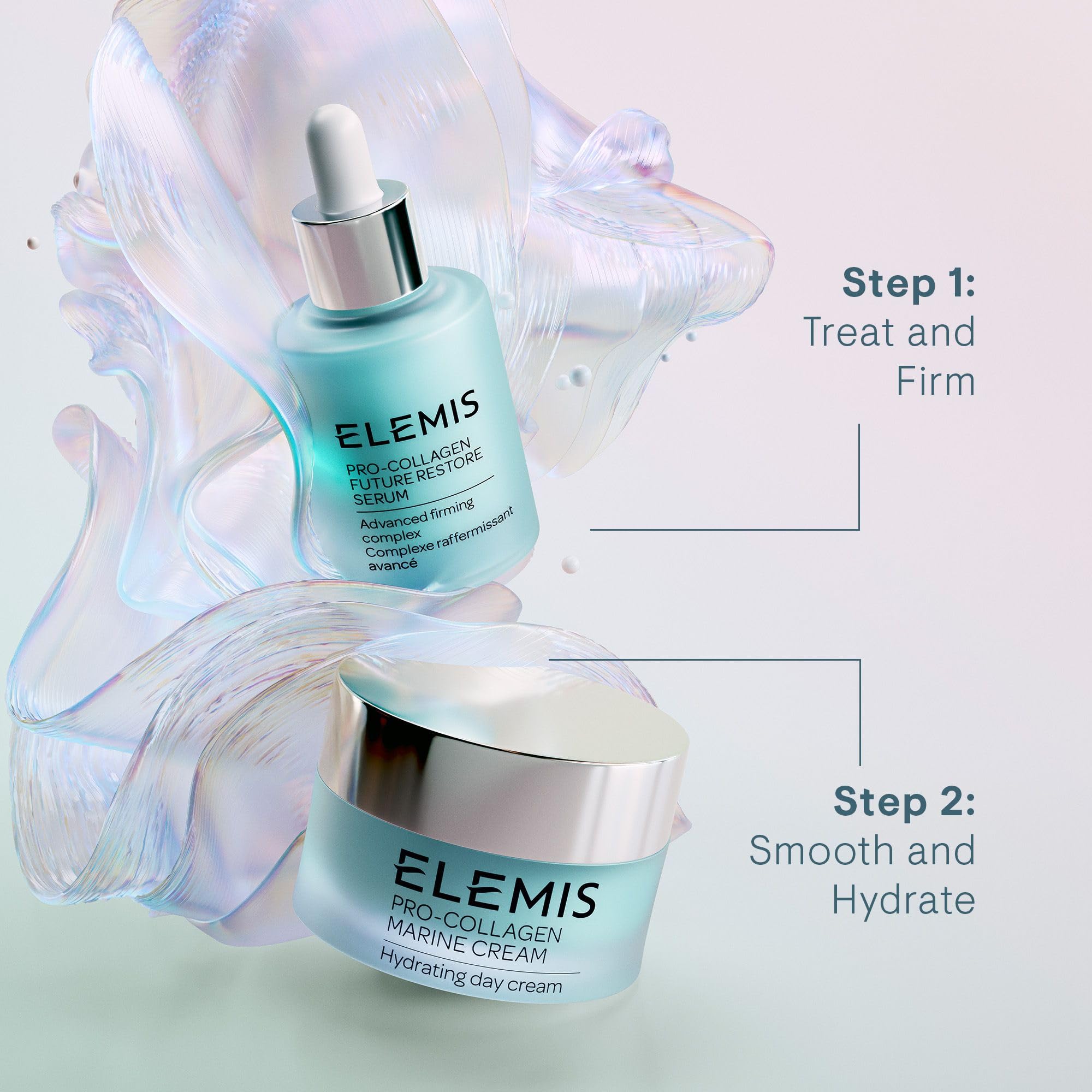 Dispensing a small amount of Elemis Pro-Collagen Future Restore Serum for targeted care.