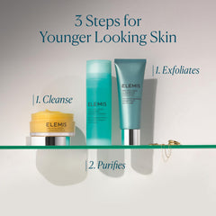Packaging box of Elemis Glow Boost Exfoliator on display.