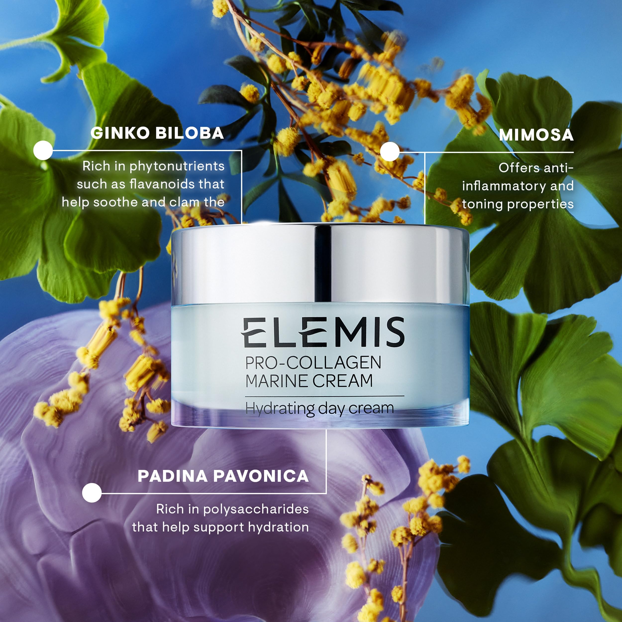 Close-up of ingredients highlights marine complex in ELEMIS cream
