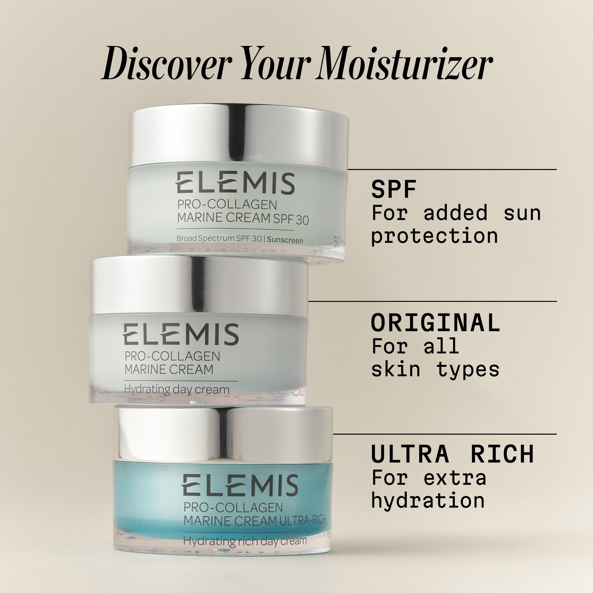 Elemis Pro-Collagen Marine Cream SPF 30 closeup shows firming-looking skin.