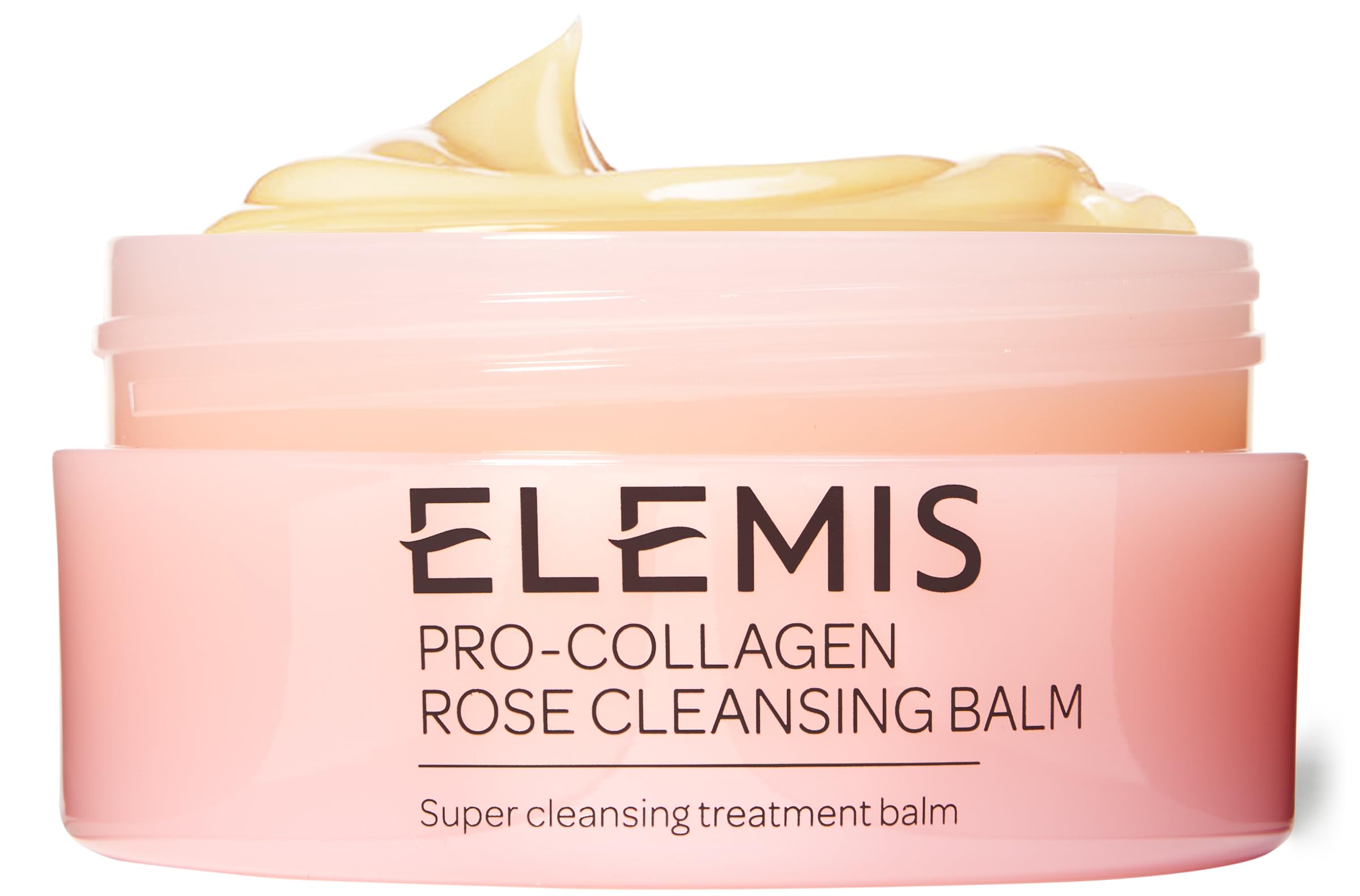Elemis Pro-Collagen Rose Cleansing Balm packshot showing makeup removal use