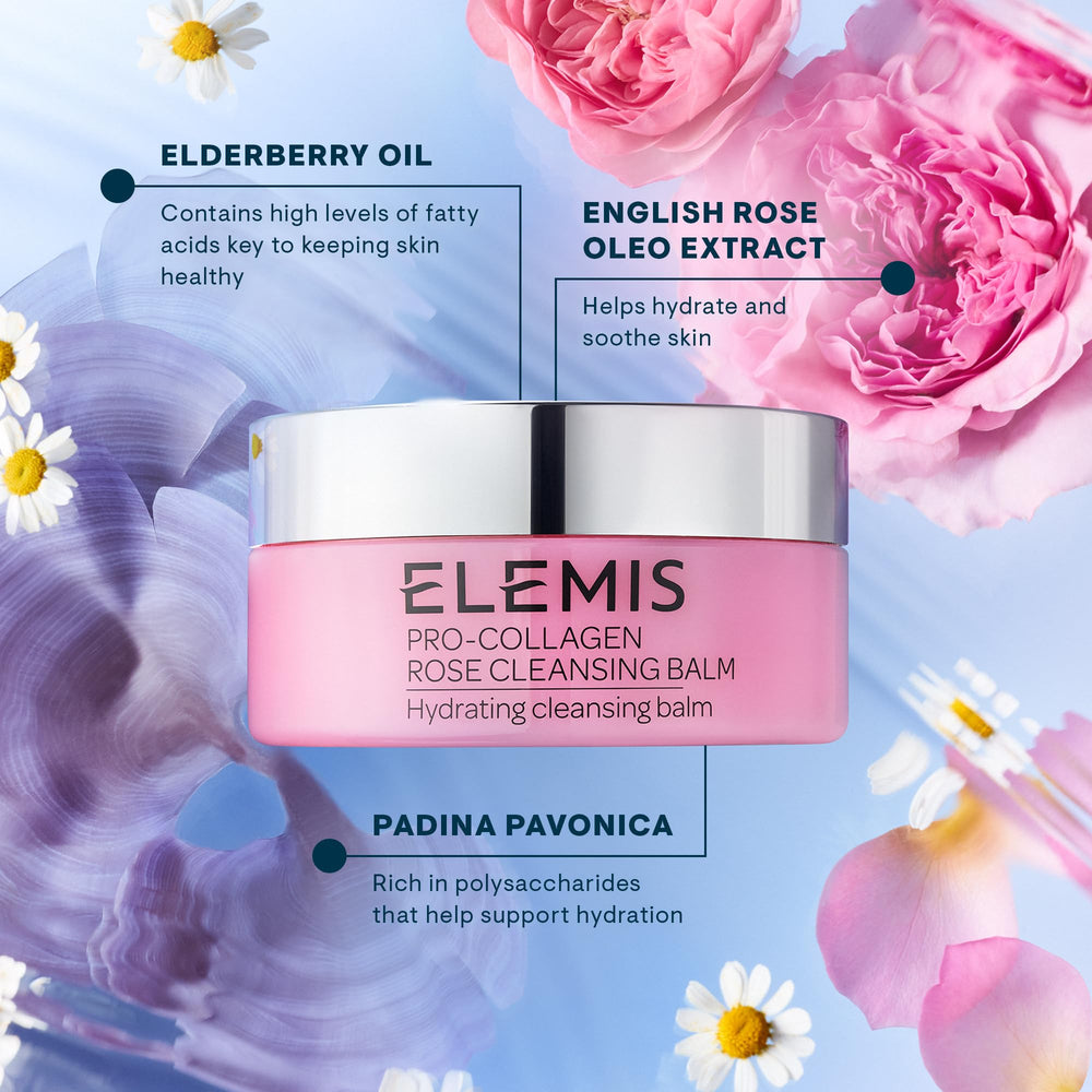 Rose and elderberry oil in Elemis balm for nourishing cleanse