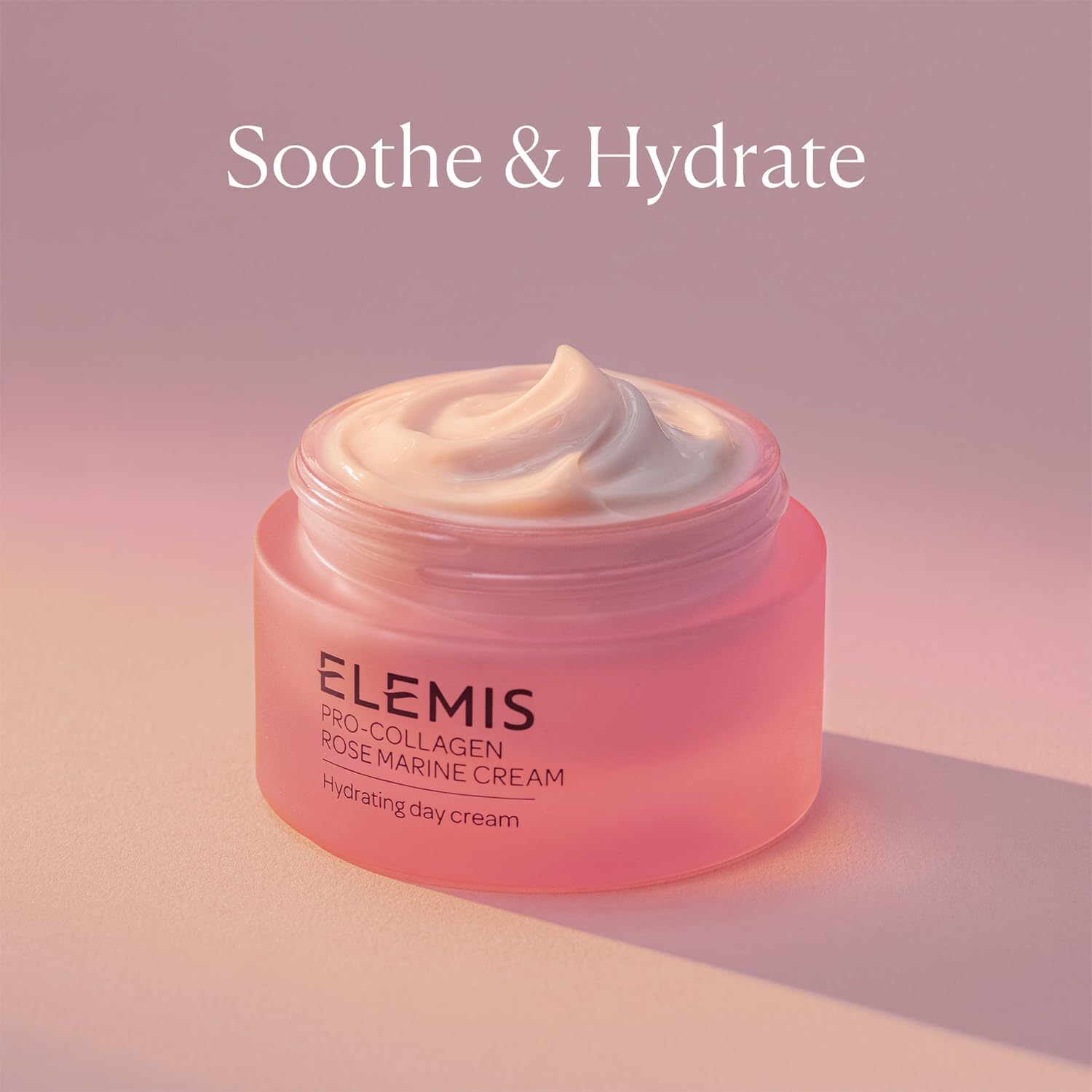 ELEMIS Pro-Collagen Rose Marine Cream swatch on finger highlighting lightweight gel texture