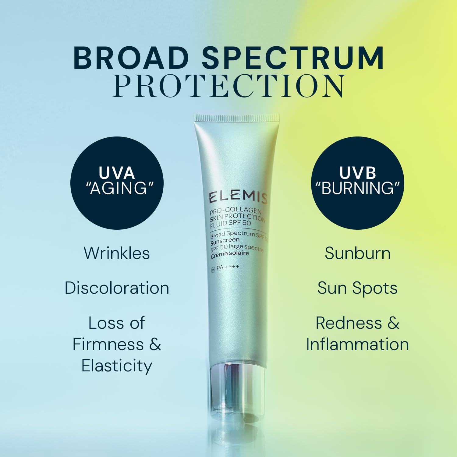 Elemis SPF50 sunscreen bottle with cap visible for travel use