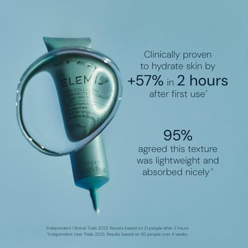Elemis SPF50 bottle swatch on skin demonstrating quick absorption