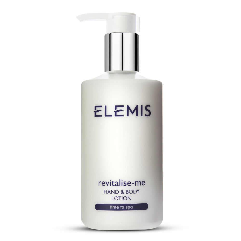 ELEMIS Revitalise-Me Hand & Body Lotion bottle close-up highlighting hydration