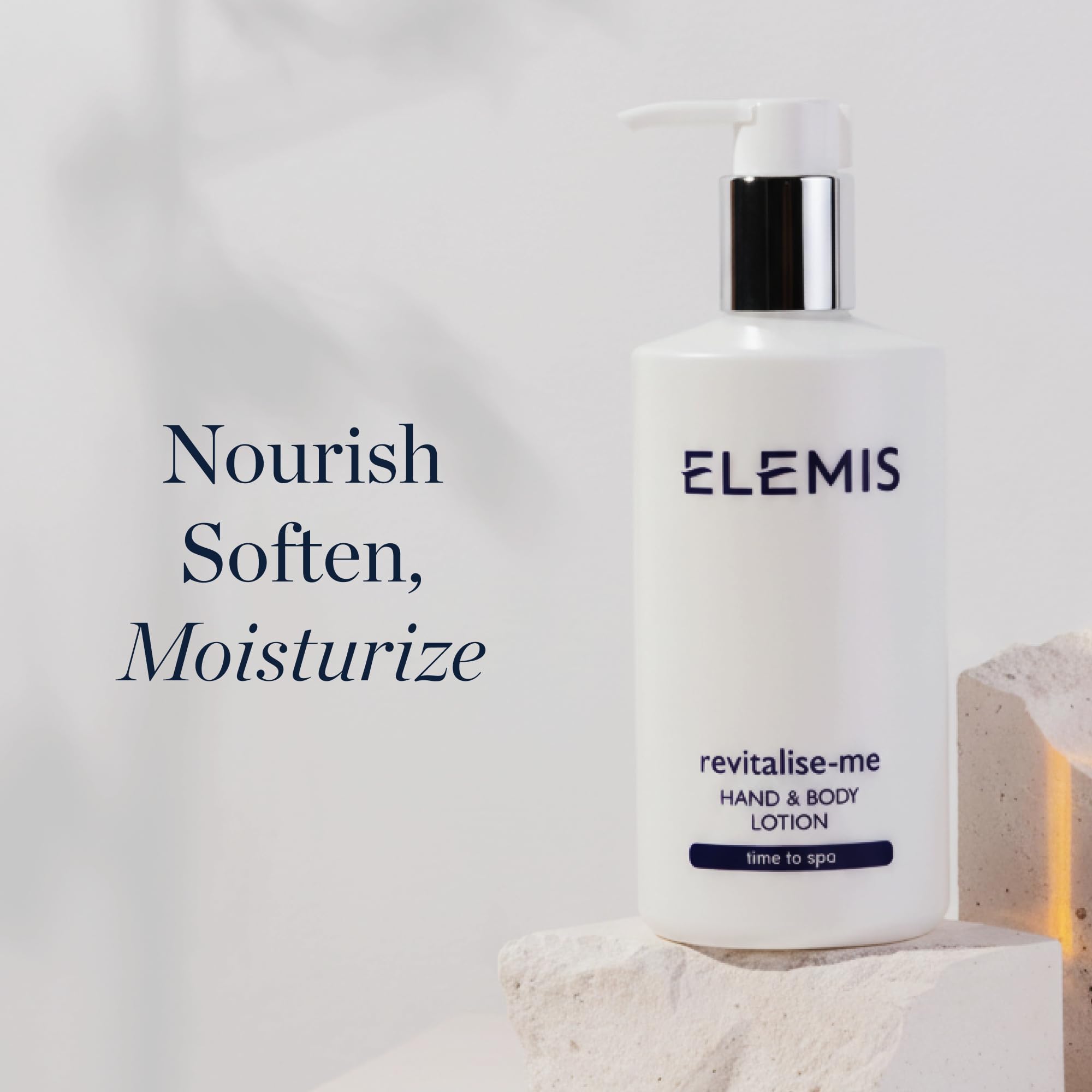 ELEMIS Revitalise-Me lotion being applied to hands for silky softness