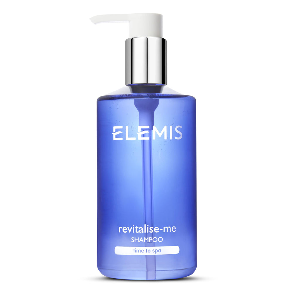 ELEMIS Revitalize-Me Shampoo bottle with basil-thyme scent for daily cleansing.