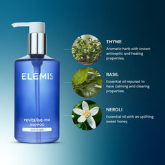ELEMIS Revitalize-Me Shampoo bottle ready for a morning shower routine.