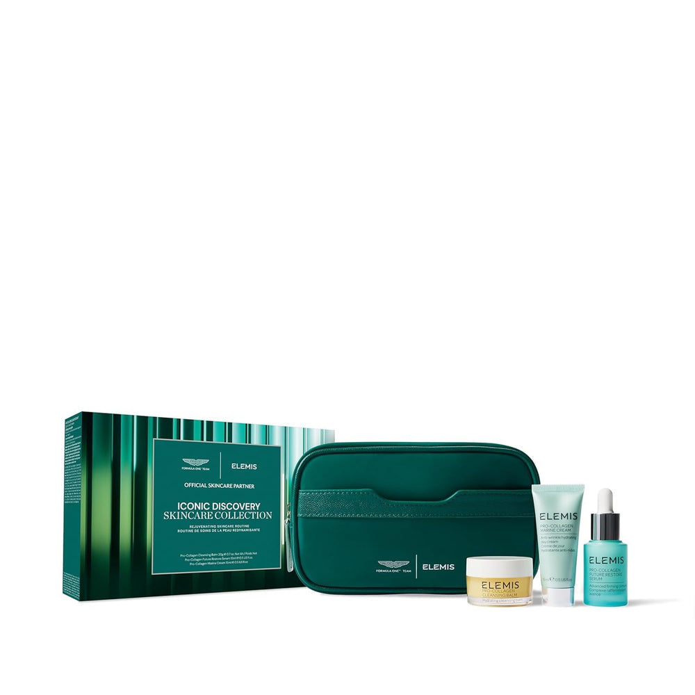 ELEMIS kit textures show cream and serum layers for daily care.