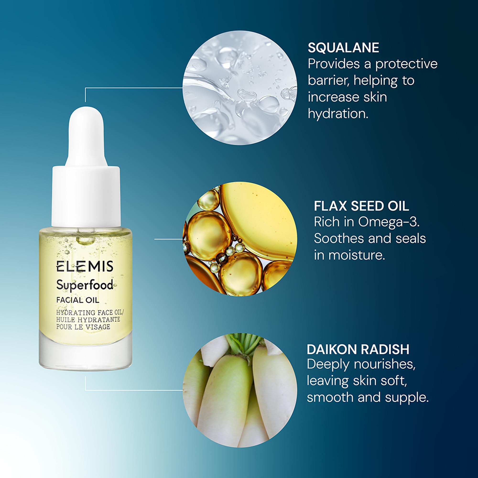 Elemis Superfood fermented kefir close-up emphasizes soothing, probiotic-like benefits.