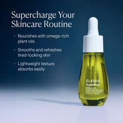 Elemis Superfood ingredients blend label highlights broccoli, rosehip, flaxseed and daikon radish