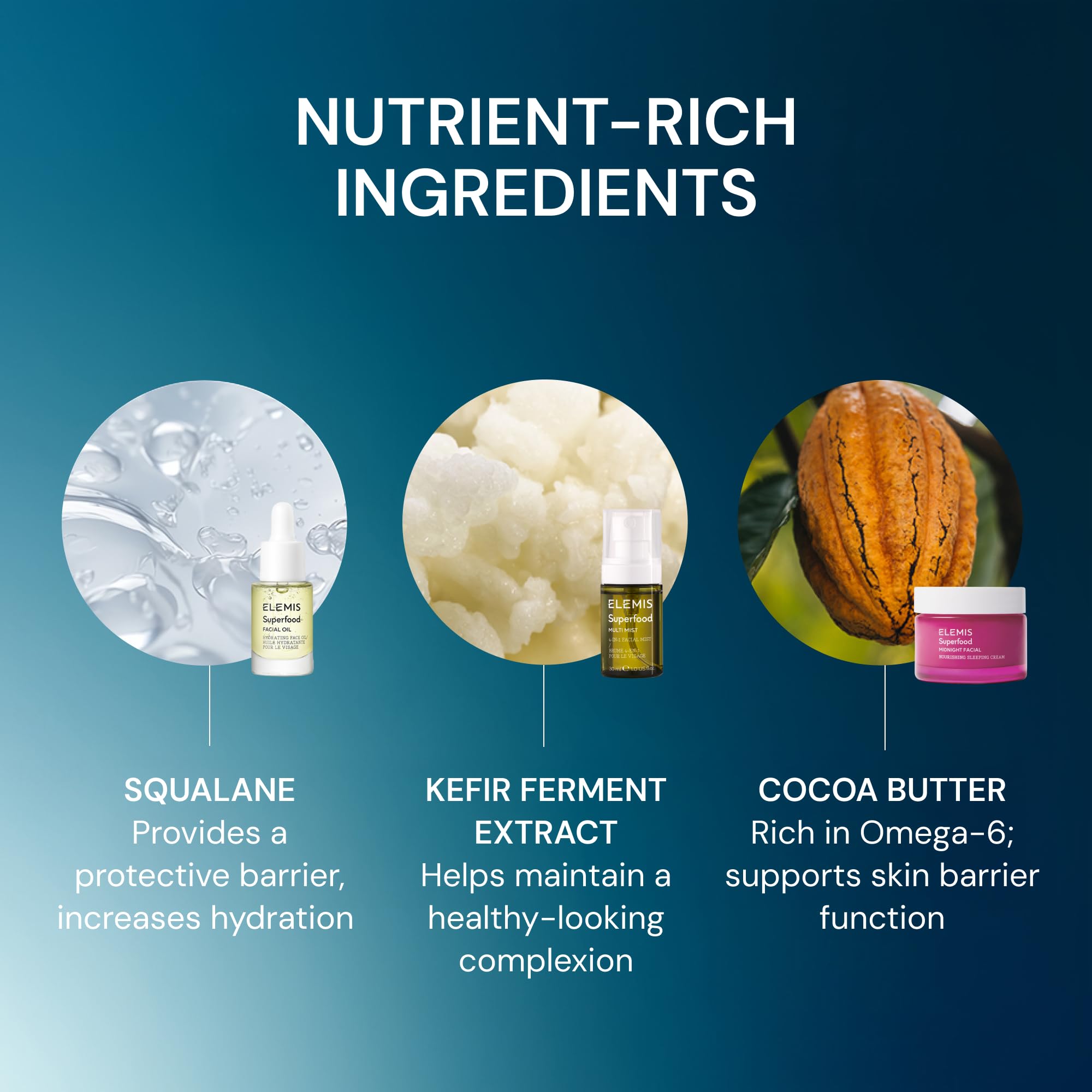 Elemis Superfood kit label close-up showcases branding and premium quality.