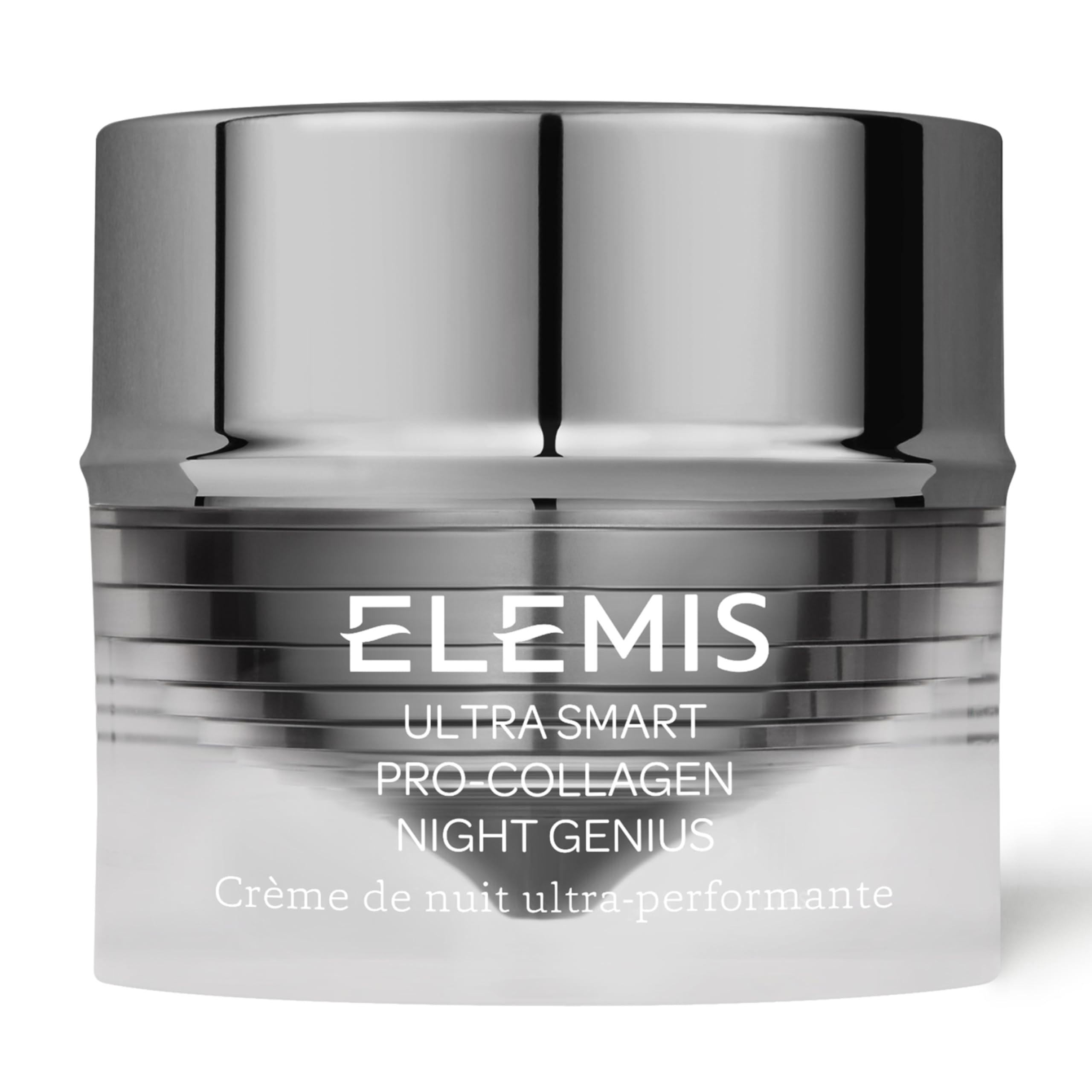 ELEMIS ULTRA SMART Night Genius jar close-up showing rich hydration for overnight glow