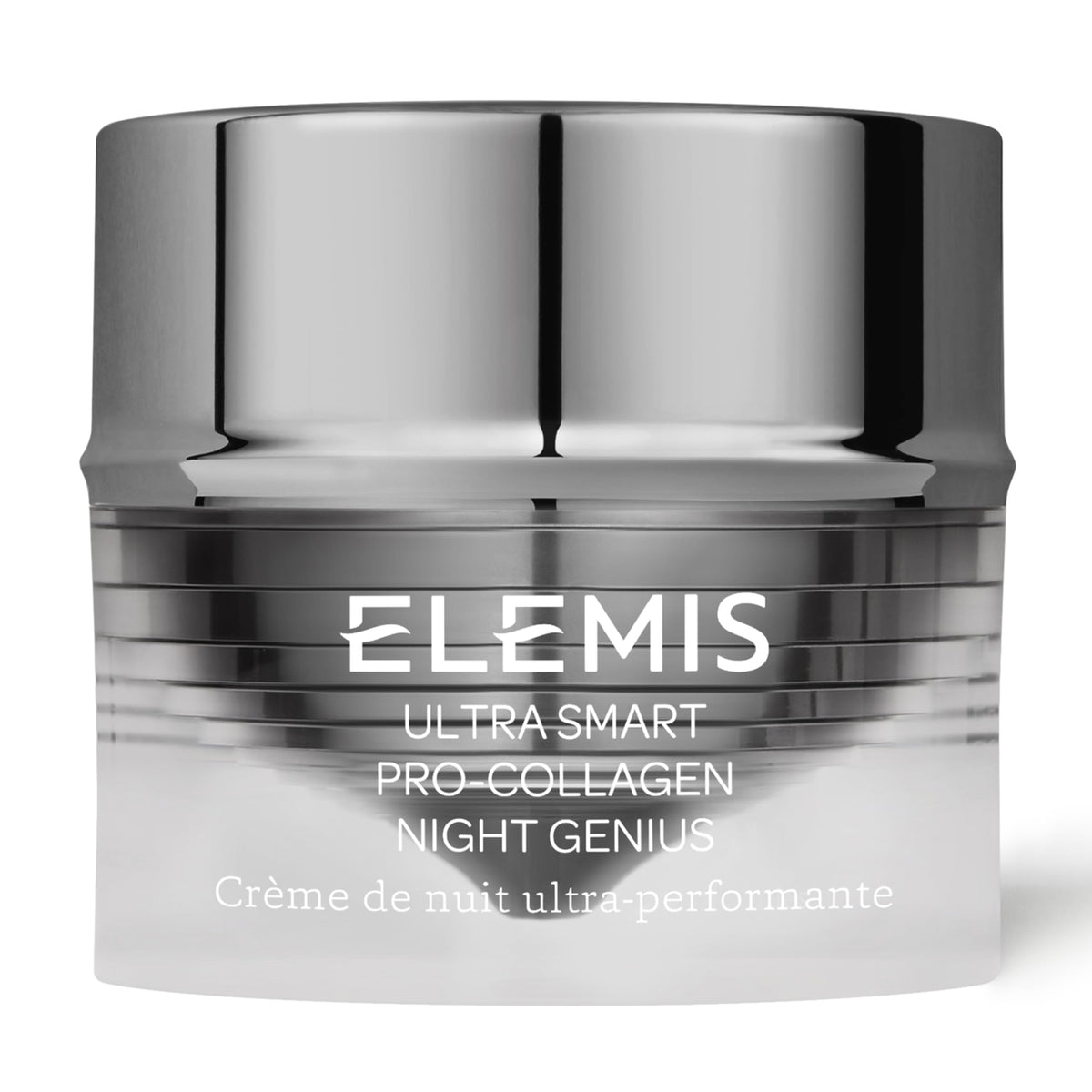 ELEMIS ULTRA SMART Night Genius jar close-up showing rich hydration for overnight glow
