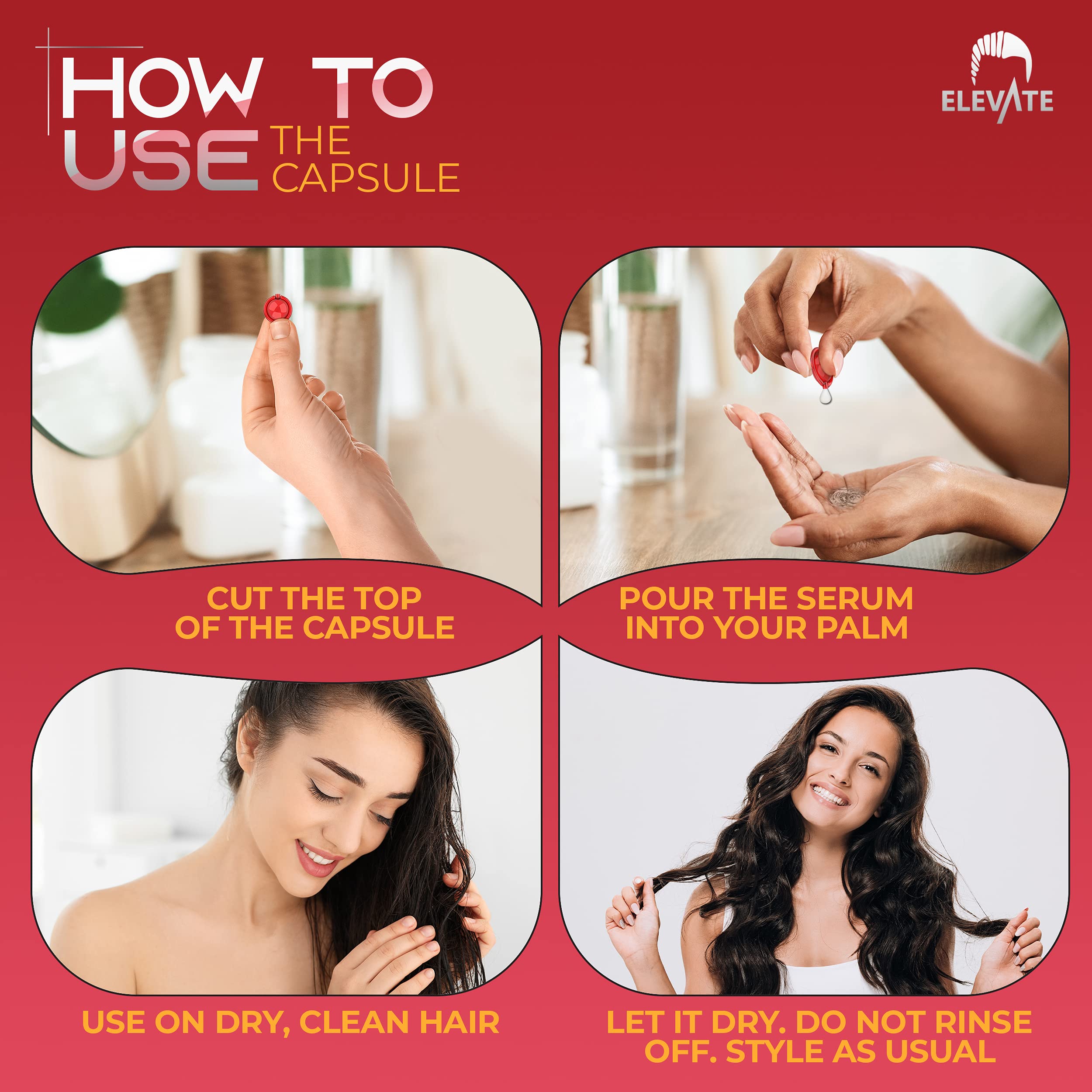 Elevate after-wash application: capsules being massaged into hair