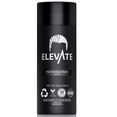 Elevate Hair Fibers bottle pour shows quick, natural-looking coverage.
