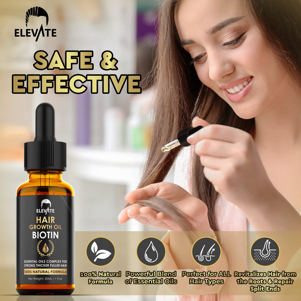 Elevate Hair Growth Oil dropper demonstrating precise application.